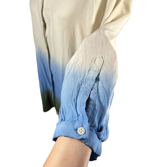 Rachel Comey Cream Green Blue Color Block Oversized Sz Small Long Sleeve Button- - Picture 11 of 12